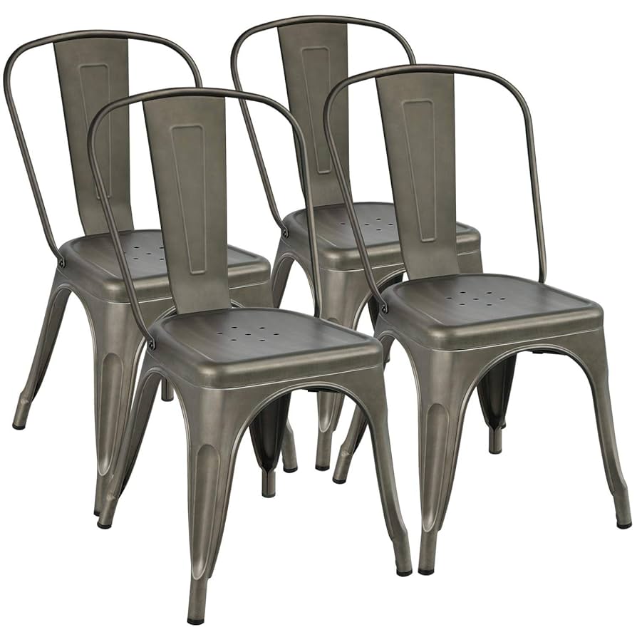 Amazon.com - Yaheetech Metal Dining Chairs Set of 4
